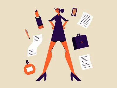 Boss Girl business cell phone character flat girl icon illustration lipstick pencil vector woman