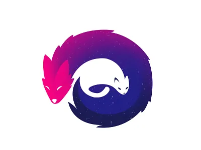 DogCat cat dog gradient logo night sleeping