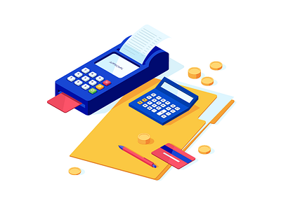 #10 accounting bookkeeping calculate coins documents illustration isomerty isometric