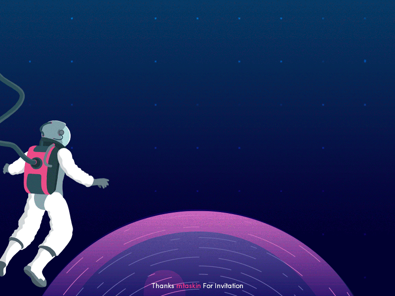 Hello Dribbble ! animation astronaut daily design dribbble first shoot first shot gradient hello illustration space stars ui