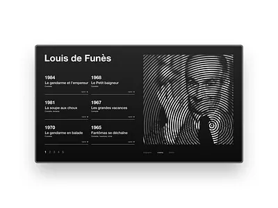 Louis de Funes concept page black white design layout typography ui web website