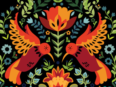 Hummingbird Illustration bird bird illustration digital illustration floral floral illustration flower flower illustration folk folk art hummingbird hummingbird illustration illustration symmetric symmetry