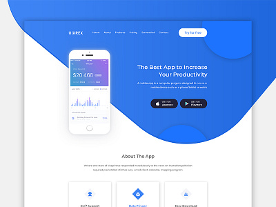 App Landing Page FREE Download animations app interaction app landing page design design graphic design illustration interaction ios landing page logo logo design micro interactions mobile motion ui ux web design website