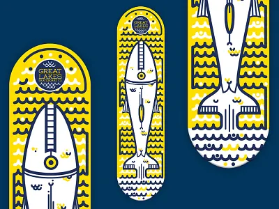 Skateboard design fish commisioned decks design fish graphic illustration lines nautical print skateboard skateboarding vector wood work