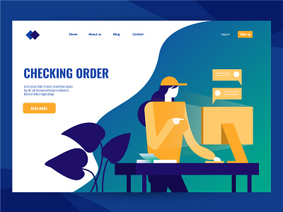 Checking Order Landing Page business chatting cloud communication design e commerce flat graphic headers illustration landing page message network ordering ui ux vector website