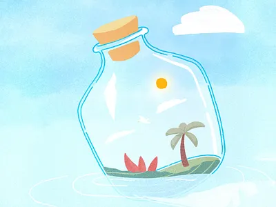 Bottle of madness bottle drawing illustration island procreate