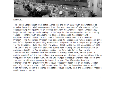 Reach Phase 01 Story layout minimalist monospace page simple story writing