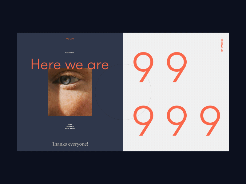 99999 =>>> 100k Dribbble Followers 100k 99999 animation dribbble dribbble app follow followers gif grid image interaction interface shot thanks typography ui uidesign uiux ux web