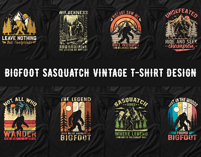 BIGFOOT SASQUATCH VINTAGE T-SHIRT DESIGN BUNDLE apparel bigfootapparel bigfootbelieve bigfootencounter bigfoothunter bigfootlegend bigfootlife bigfootresearch bigfootstyle bigfoottshirt clothing cryptozoology graphic design illustration logo mountainman sasquatchapparel sasquatchhunter sasquatchshirt woodlandcreatures