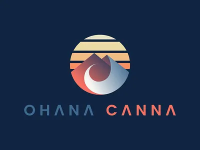 Ohana Canna Logo brand design branding cannabis gradient logo logo design marijuana mountain ohana sunset wave weed