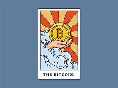 'The Bitcoin' Tarot Card design flat illustration vector