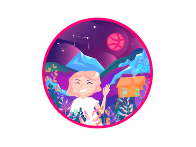 Hello Dribbble! art characters cirkle debuts design dribbble illustration ilustracja ilustration land mountain project