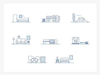 Web Illos age comfort dimensions e commerce finance firmness icon illustration materials mattress