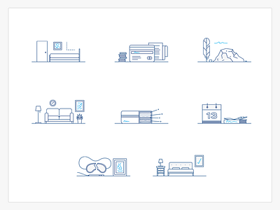 Web Illos age comfort dimensions e commerce finance firmness icon illustration materials mattress