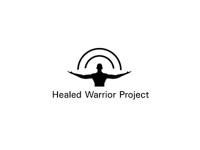 Healed Warrior Project black and white brand identity branding charity clean icon iconic logo man minimalist rainbow simple swiss