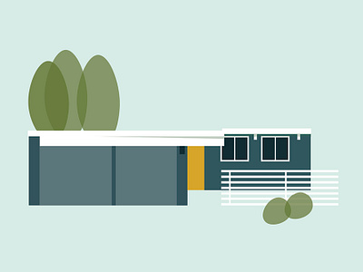 Mid Century Modern Home _Eichler - small home illustration house house illustration illustration mid century mid century modern mid mod mid mod home