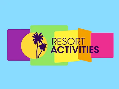 Harrah's Resort Activities 70s brand identity branding casino colors design flat gaming icon identity logo minimalist palm trees pastel resort retro simple sky blue summer