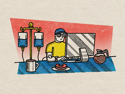 Work Hangover alcohol editorial illustration gradient halftone illustration photoshop texture