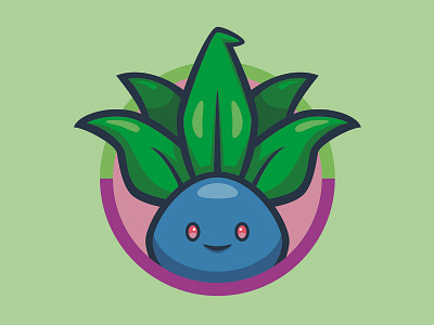043 Oddish badge collection icon illustration kanto logo mascot oddish patch pokédex pokémon series