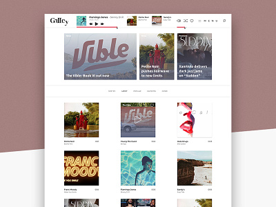 The Galley Home Page Mockup blog design minimalist mockup music music blog page presentation the galley ui web design website