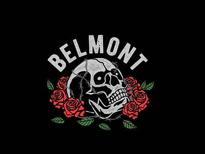 Belmont apparel badge band barbed wire brand clothing design graphic graphicdesign hardcore illustration lettering logo merch metalcore roses skull typography vector vintage