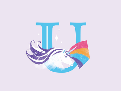 U is for Unicorn book children design digital dropcap fantasy illustration monogram storybook unicorn