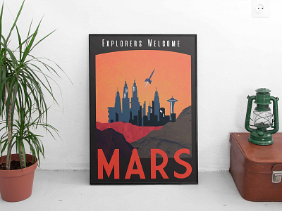 Mars Poster artdeco design illustration