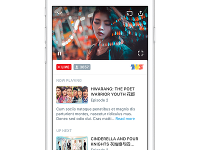 Live TV live mobile player shows ui ux video