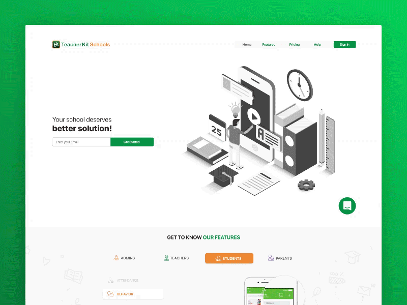 Teacherkit Schools Website education gif landing ui ux ux ui ux design website