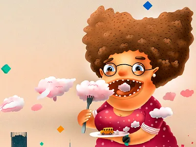 Anuka, Janna, Davai! advertising cartoon cg character city food illustration urban woman