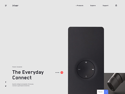 Iriver Product page buy design ecommerce kart landing minimal product red shopping simple tech typography ui web