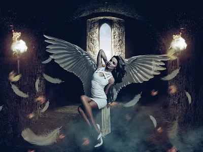 Angel & Dungeon - 2018 3d adobe artwork beauty retouching creative retouching design digital art digital artist fire girl graphic design illustration model photo editing photomanipulation photoshop retouch retoucher retouching retouchlab