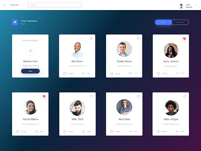 Dashboard. Team Members Page