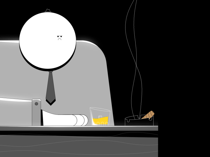 Waiting animation cigar loop noir smoke whiskey