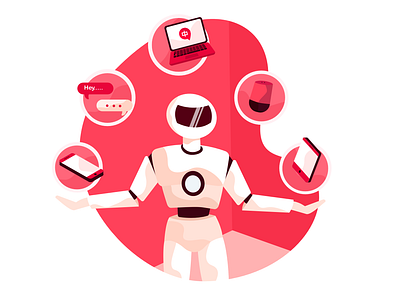 Multi Tasking Bot bot chat design icon illustration message phone robot ui