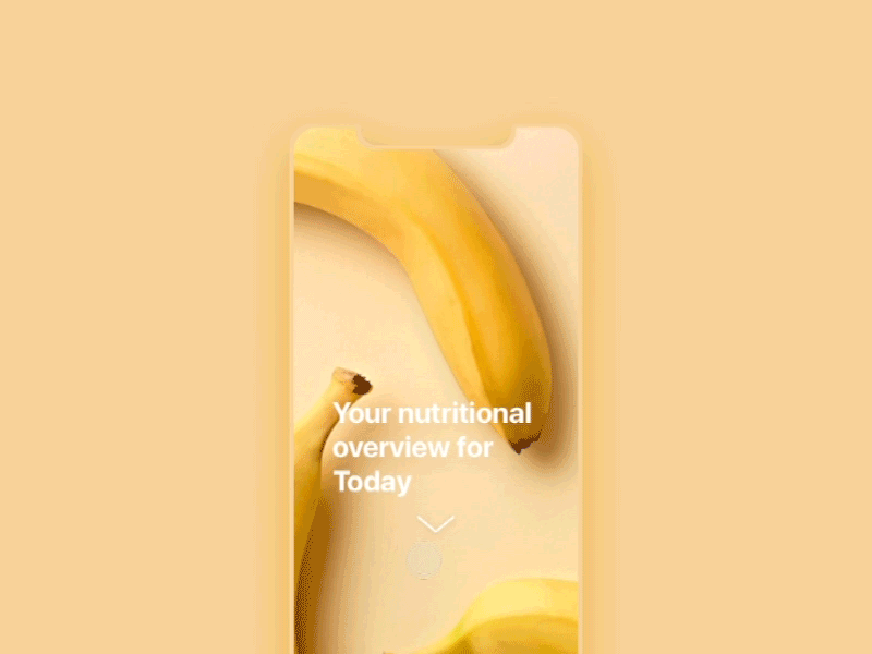 Nutritional health app - UI Interaction animation banana button cards fruit fruits gif health ios iphone iphone x scroll ui ux yellow