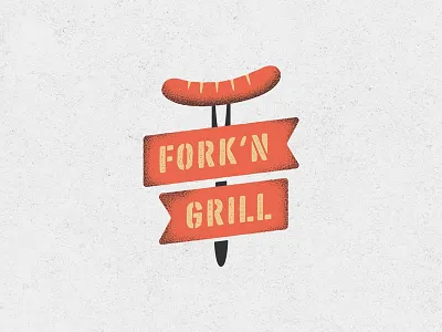 Fork'n Grill barsausage dribbble fork graphic grill logo logotype vintage