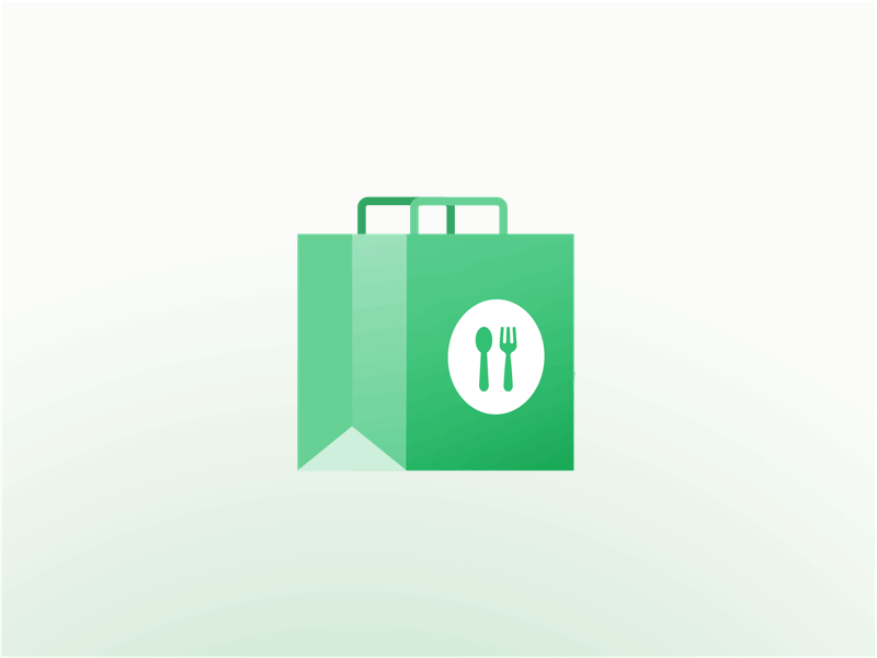 Food bag animation animation bag display gif grab grabfood green paper bag showcase tada