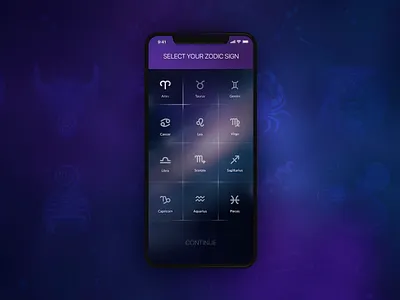 Horoscope App ui dark dark app dark theme dark ui darkmode horoscope iphone signs ui zodic