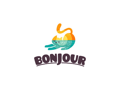 Bonjour bonjour branding cat logo morning sea sun sunrise