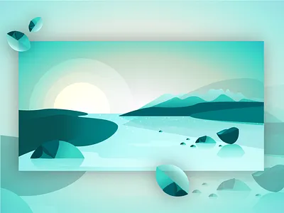 Thin Ice blue gradients design digital illustrations flat graphic design ice illustration illustrator art sunset vector art web web illustration winter sunset
