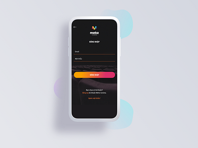 Metiz Cinema Login Screen 001 booking cinema dailyui design digital agency illustration login mobile mobile app design movie app payment uxdesign webapp