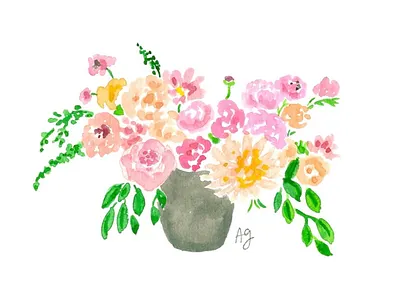 Watercolor Floral Arrangement amanda gomes florals flowers illustration painted florals watercolor