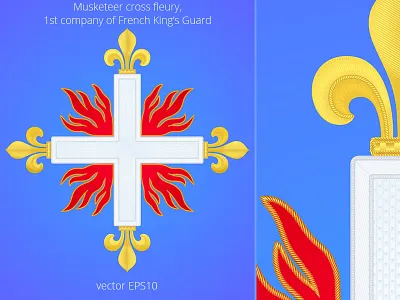 Authentic Musketeer Cross Fleury 17th century coat of arms cosplay costume cross embroidery fleur de lis fleur de lys halloween insignia lily masquerade military musketeer realistic shutterstock sign tabard three musketeers vector