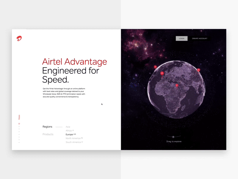 Globe Interaction for Airtel airtel animation dark experience globe interaction interface landing navigation transitions ui ux web