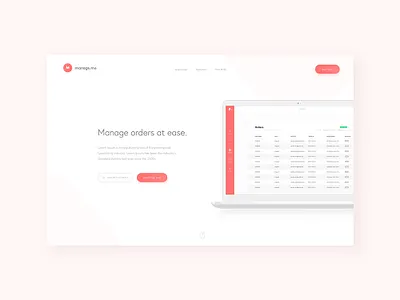 Minimalistic Landing Page 003 app dailyui dailyui003 dailyuichallenge design landingpage managementapp manageorders minimal orderingapp software ui ux web