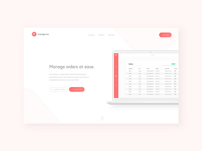 Minimalistic Landing Page 003 app dailyui dailyui003 dailyuichallenge design landingpage managementapp manageorders minimal orderingapp software ui ux web