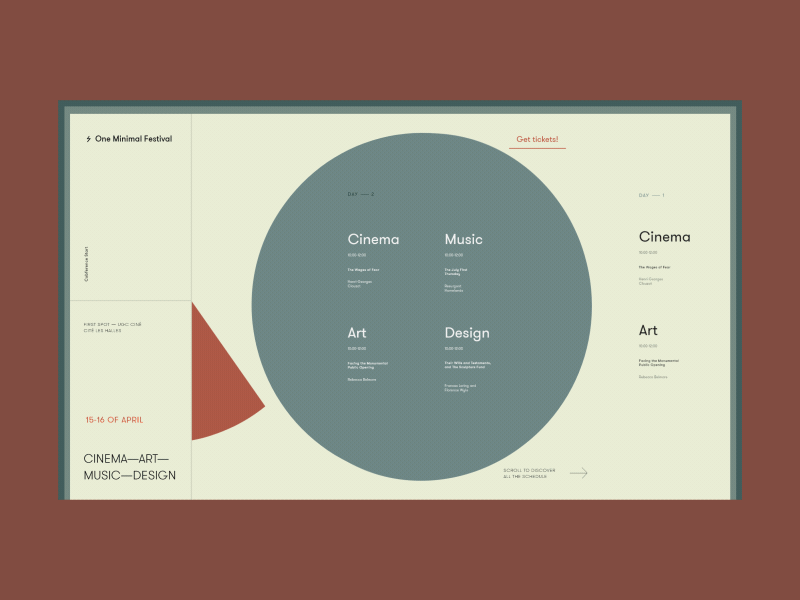 One Minimal Festival Homepage Animation Alternative Version anim art cinema concept design event festivals gif grid homepage interface minimal music one typography ui ux web website