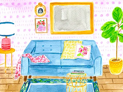 Interior Illustration • Watercolor amanda gomes colored pencil home illustration interior painting watercolor