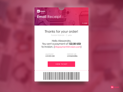 Daily UI challenge #017 --> Email Receipt barcode card challenge dailyui design gradient invision receipt ticket ui ux